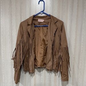 Soho Tan Fringe Women's Blazer